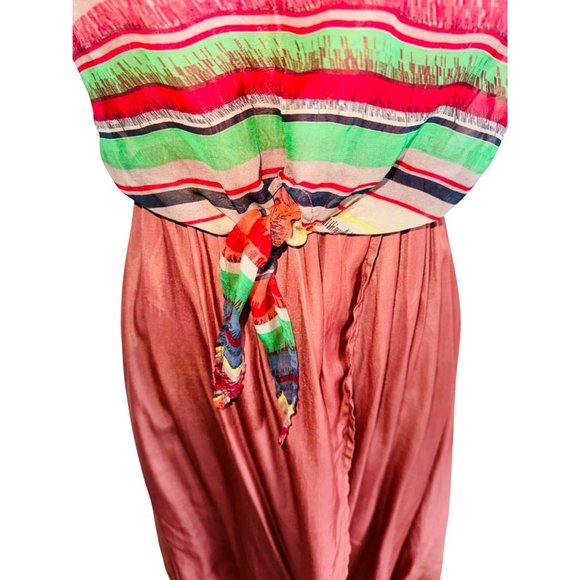 Anthropologie Blu Pepper Dress M Tie Up Multi Color Hi Low Hem Aztec Santa Fe - Picture 8 of 11